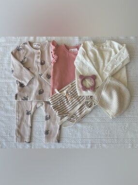 Neutral Baby Girl Bundle 3–6M | Boutique Knit + Soft Essentials 🤍